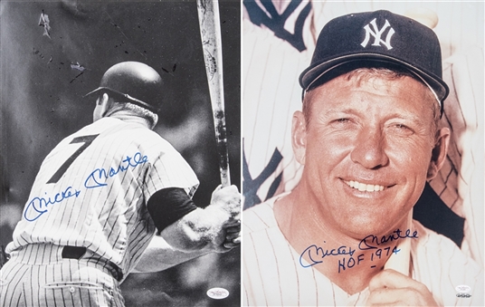 Mickey Mantle Signed Photos Lot Of 2 (JSA)